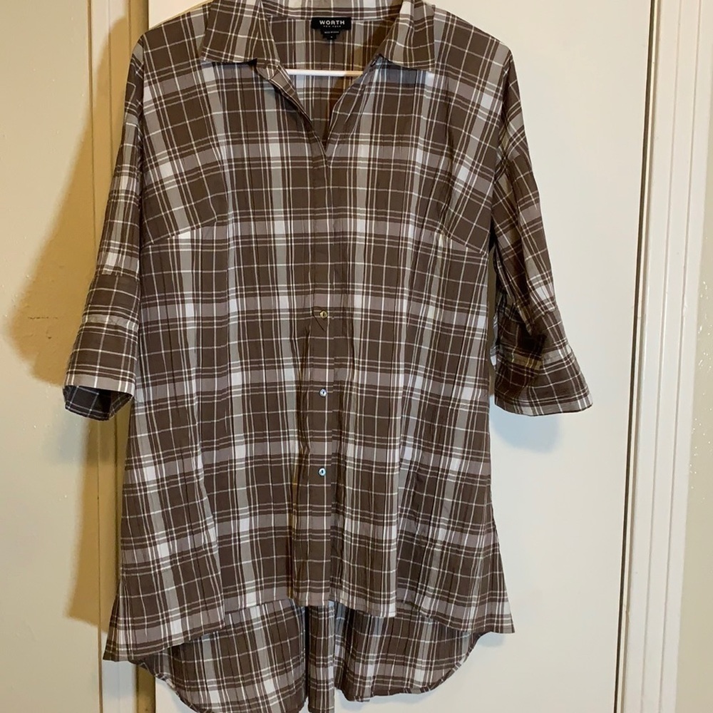Worth High-Low Button Down Cotton Tunic, S